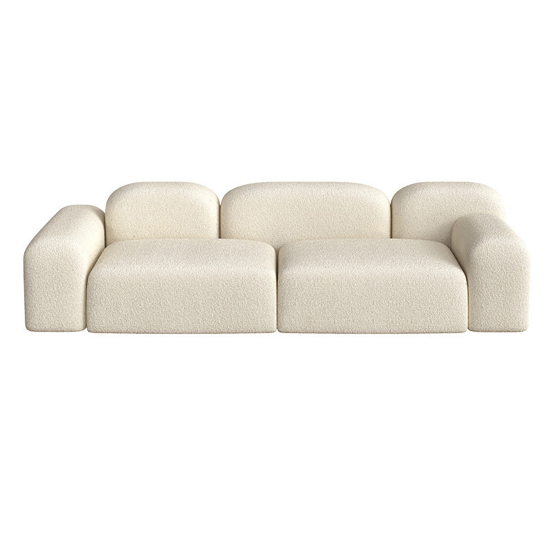 Contemporary Style Stationary Sofa Wool Rolled Arm Sofa in White