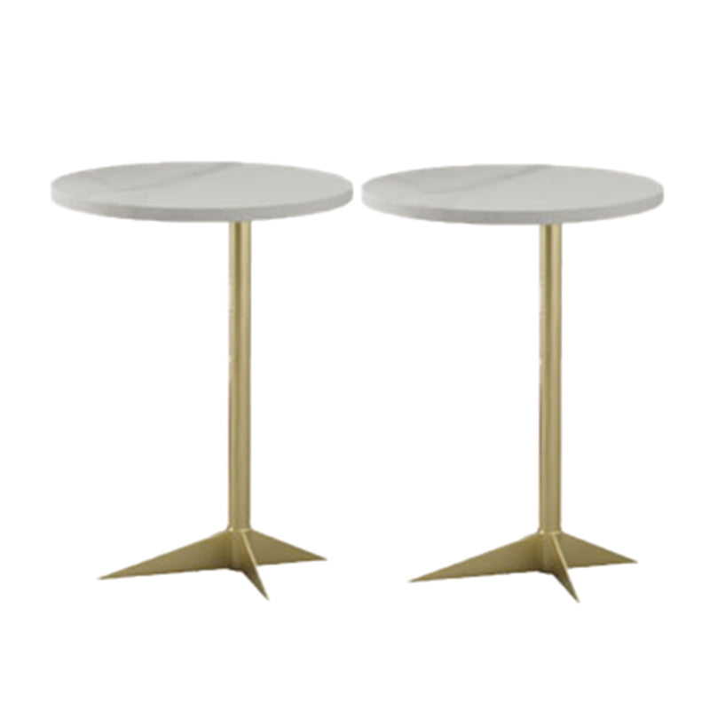 Modern Round Slate Side Table Pedestal Corner Table for Living Room