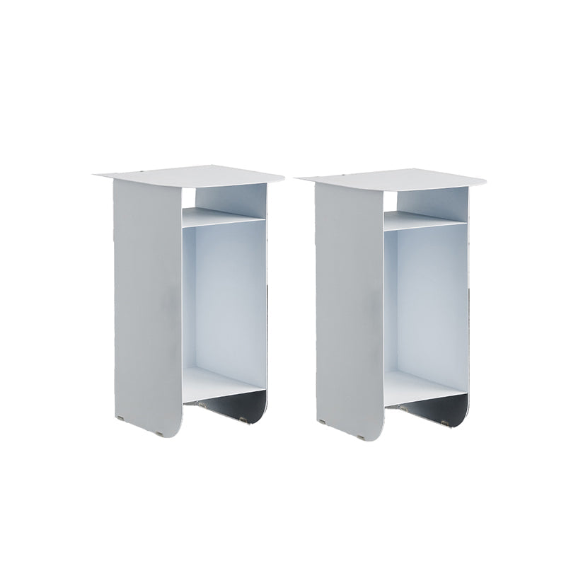 Mid-Century Rectangular Side Table Sled End Table with Shelves