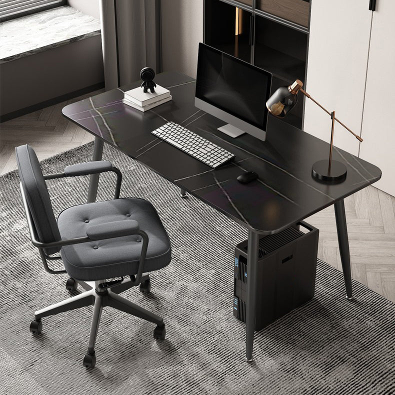 Escritorio de escritura rectangular de piedra escritorio de oficina con patas de metal