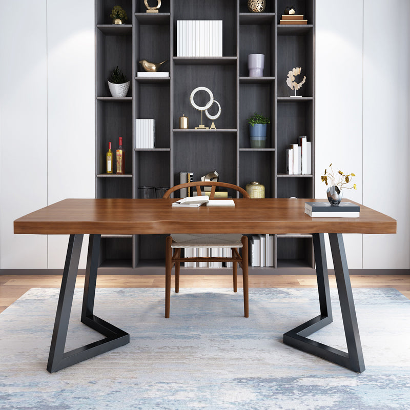 Industrieel rechthoekige kantoorbureau met metalen benen massief hout schrijfde bureau