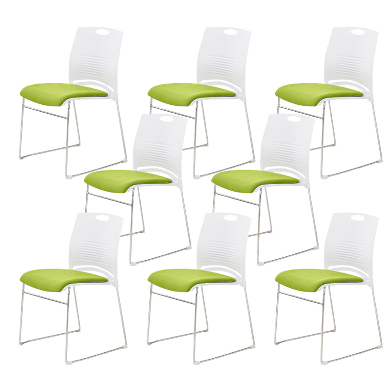 Contemporary Ergonomic Executive Chair Mid-Back No Wheels Guest Chair White-Green 8 Piece Set Clearhalo 'furn' 'furn_office_chair' 'Furniture' 'Office Chairs' 'Office Furniture' 'office_chair' 6101438