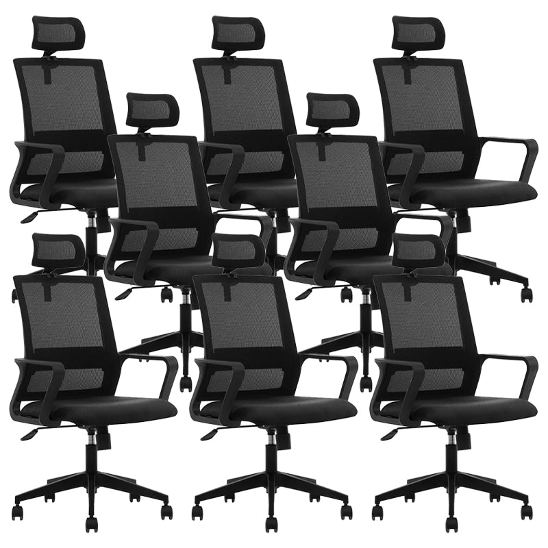 Contemporary Adjustable Office Chair Mid-Back Swivel Desk Chair 8 Piece Set With Headrest Clearhalo 'furn' 'furn_office_chair' 'Furniture' 'Office Chairs' 'Office Furniture' 'office_chair' 6101464