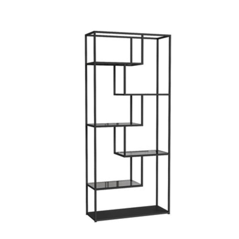 Gouden en zwarte verticale plank boekenkast metalen huis open boekplank met planken