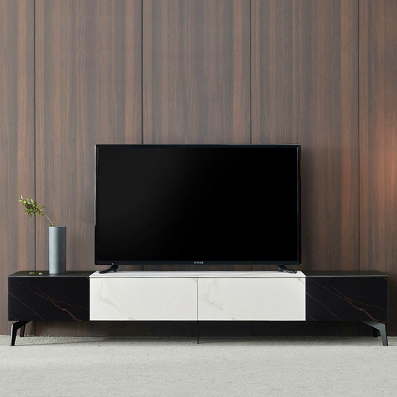 Modern Stone TV Stand Pine TV Media Stand with Drawers for Living Room 87"L x 16"W x 14"H Clearhalo 'furn' 'furn_tv_stands_entertainment_centers' 'Furniture' 'Living Room Furniture' 'TV Stands & Entertainment Centers' 'TV Stands & Media Storage Furniture' 'tv_stands_entertainment_centers' 6102675