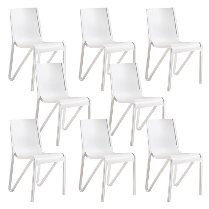 Contemporary Style Armless Chair Plastic Solid Back Side Dining Chair for Restaurant White 8 Piece Set Clearhalo 'Dining Chairs' 'Dining Tables & Seating' 'dining_chair' 'furn' 'furn_dining_chair' 'Furniture' 'Kitchen & Dining Furniture' 6103284