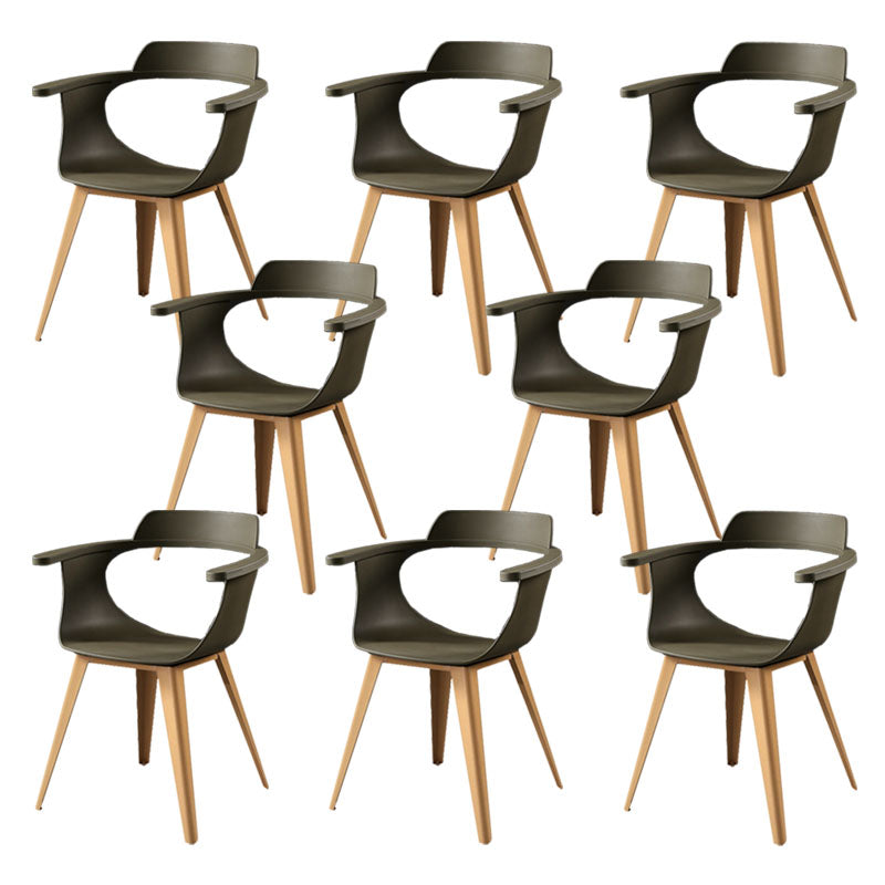 Modern Open Back Side Chair Plastic Arm Chair with Metal Base for Dining Room