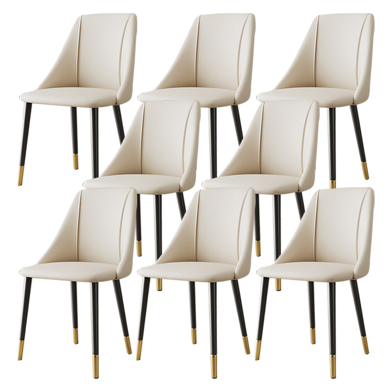 Glam Upholstered Dining Side Chair Faux Leather and Metal Dining Chair White 8 Piece Set Clearhalo 'Dining Chairs' 'Dining Tables & Seating' 'dining_chair' 'furn' 'furn_dining_chair' 'Furniture' 'Kitchen & Dining Furniture' 6104031