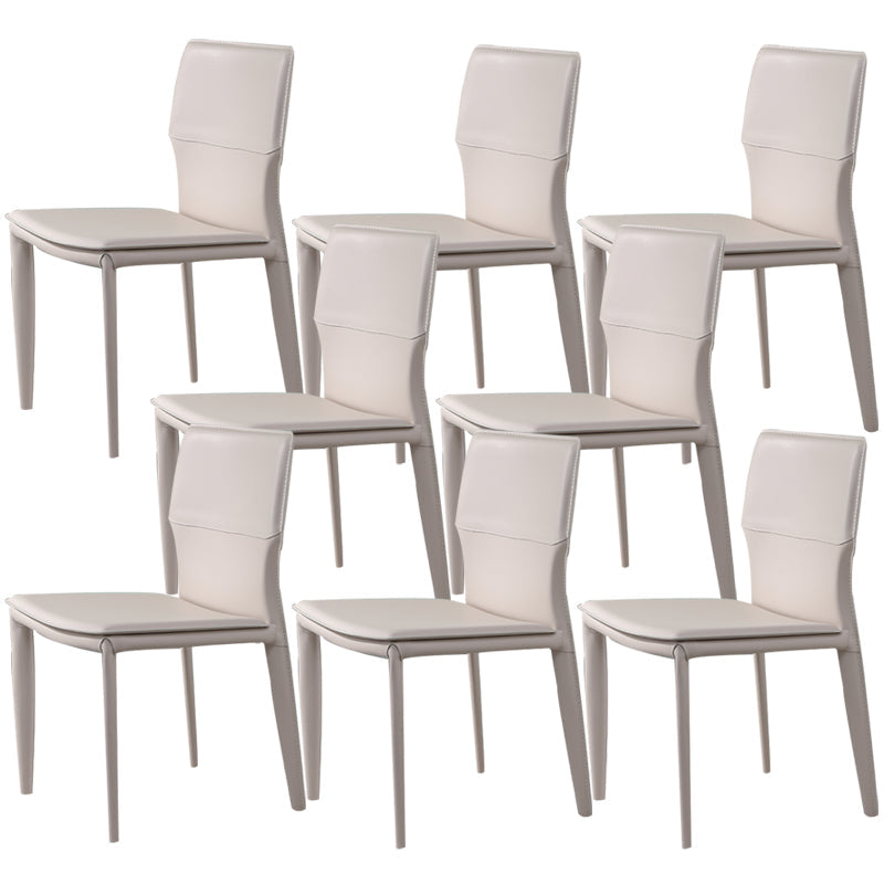 Designer Style Armless Chair Leather Upholstered Indoor Chair for Restaurant White 8 Piece Set Clearhalo 'Dining Chairs' 'Dining Tables & Seating' 'dining_chair' 'furn' 'furn_dining_chair' 'Furniture' 'Kitchen & Dining Furniture' 6104060