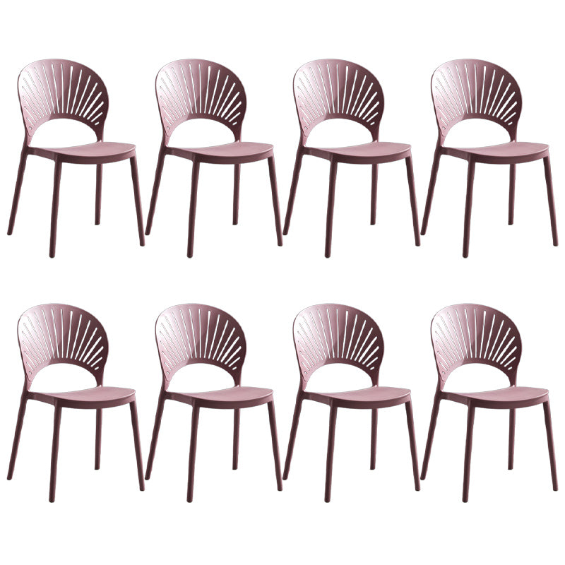 Stapelbare armloze eetkamerstoel Scandinavische plastic eetkamerstoelen