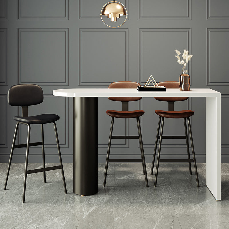 Modern Solid Wood Pub Table Set 1/3/4 Pieces Bar Table with Metal Stools 4 Pieces: 1 Table, 1 Black Stools, 2 Brown Stools Clearhalo 'Bar Furniture' 'furn' 'furn_home_bar_bar_sets' 'Furniture' 'Home Bars & Bar Sets' 'home_bar_bar_sets' 'Kitchen & Dining Furniture' 6105734