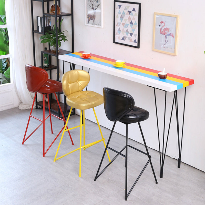 Mesa de barra superior de madera de 1/4 piezas con taburetes tapizados pub rectángulo industrial set