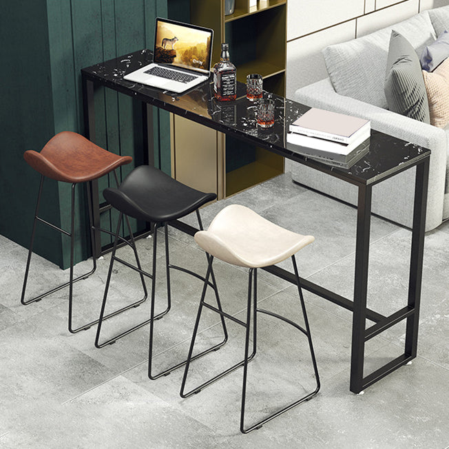 Modern Rectangle Pub Table Set 1/4 Pieces Marble Top Bar Table with Metal Stools 4 Pieces: 1 Table, 1 Black Stool, 1 White Stool, 1 Brown Stool Clearhalo 'Bar Furniture' 'furn' 'furn_home_bar_bar_sets' 'Furniture' 'Home Bars & Bar Sets' 'home_bar_bar_sets' 'Kitchen & Dining Furniture' 6106691