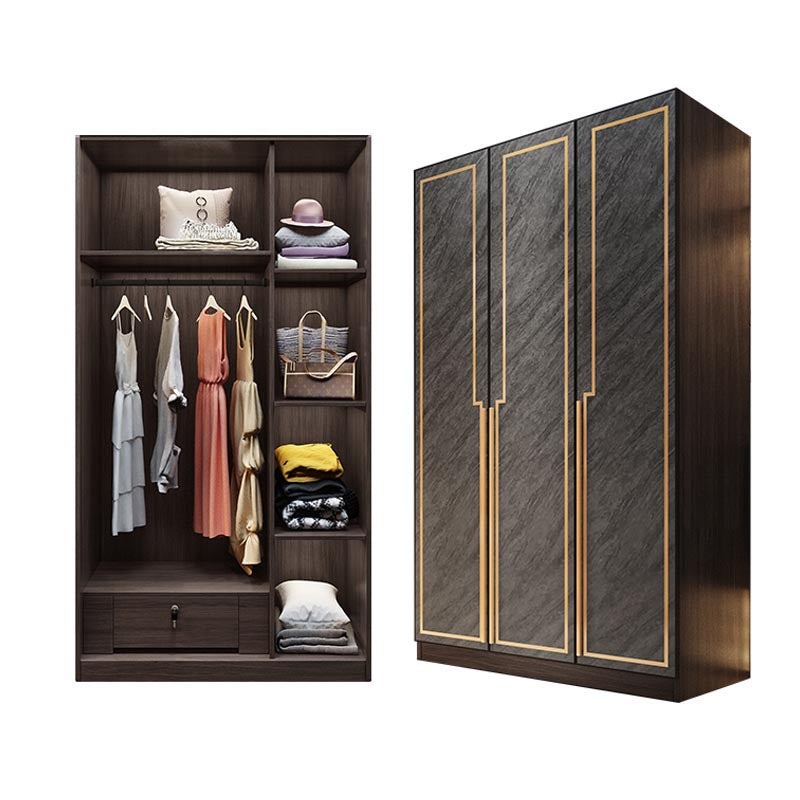 Gespiegelde afwerkingskast met grijze glazen deuren eigentijdse interieur opbergkast