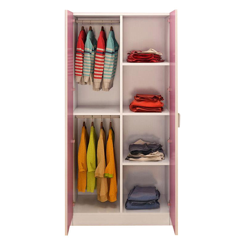 Gabinete de almacenamiento de puerta con bisagras de dormitorio gabinete moderno de madera fabricada con varilla de ropa