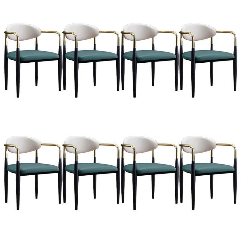 Metallic Finish Side Chair with Arms Metal Industrial Dining Chair Green 8 Piece Set Clearhalo 'Dining Chairs' 'Dining Tables & Seating' 'dining_chair' 'furn' 'furn_dining_chair' 'Furniture' 'Kitchen & Dining Furniture' 6110793