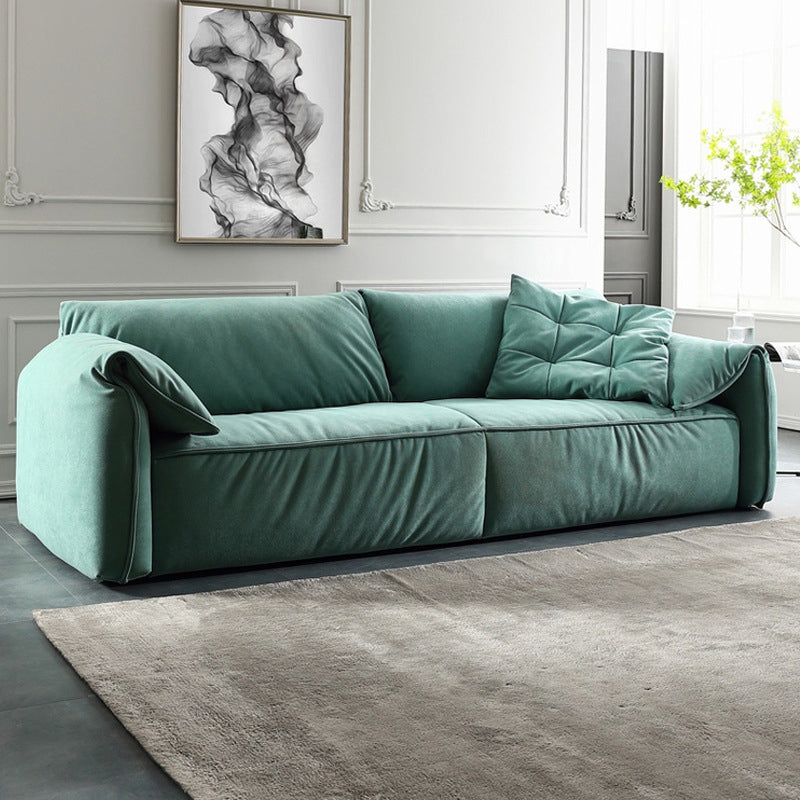 Faux Leather Pillow Top Arm Sofa Contemporary Cushions Standard Sofa