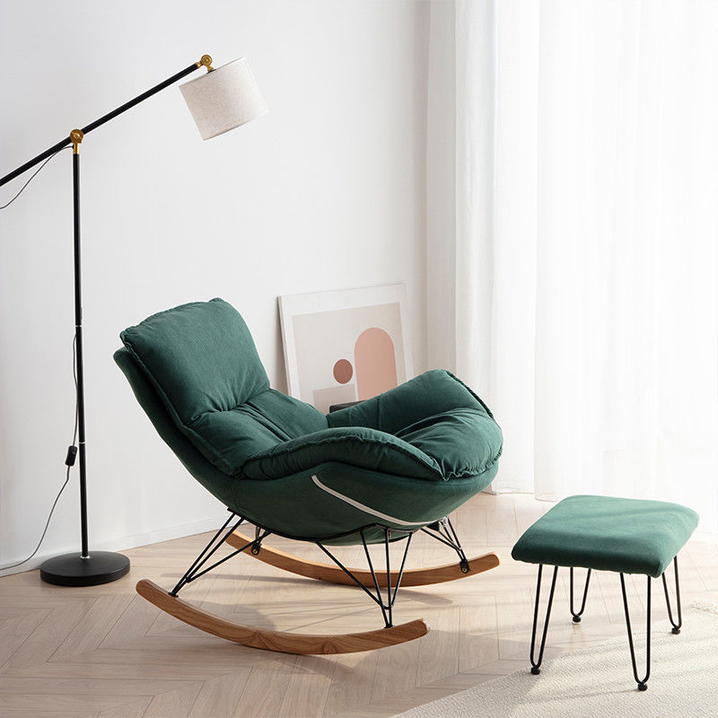 Chaise à bascule en cuir moderne avec chaise de rocker ottoman pour le salon