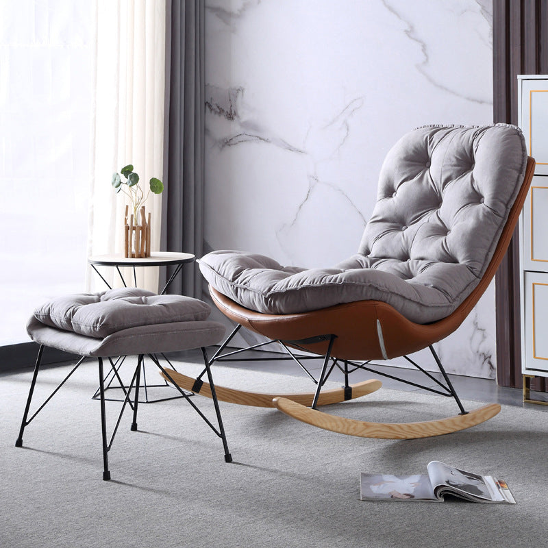 Style Single Rocker Chair Modern Iron Base Lazy Chair for Balcony and Bedroom Gray Clearhalo 'Chairs & Seating' 'furn' 'furn_rocking_chairs' 'Furniture' 'Living Room Furniture' 'Rocking Chairs' 'rocking_chairs' 6111069