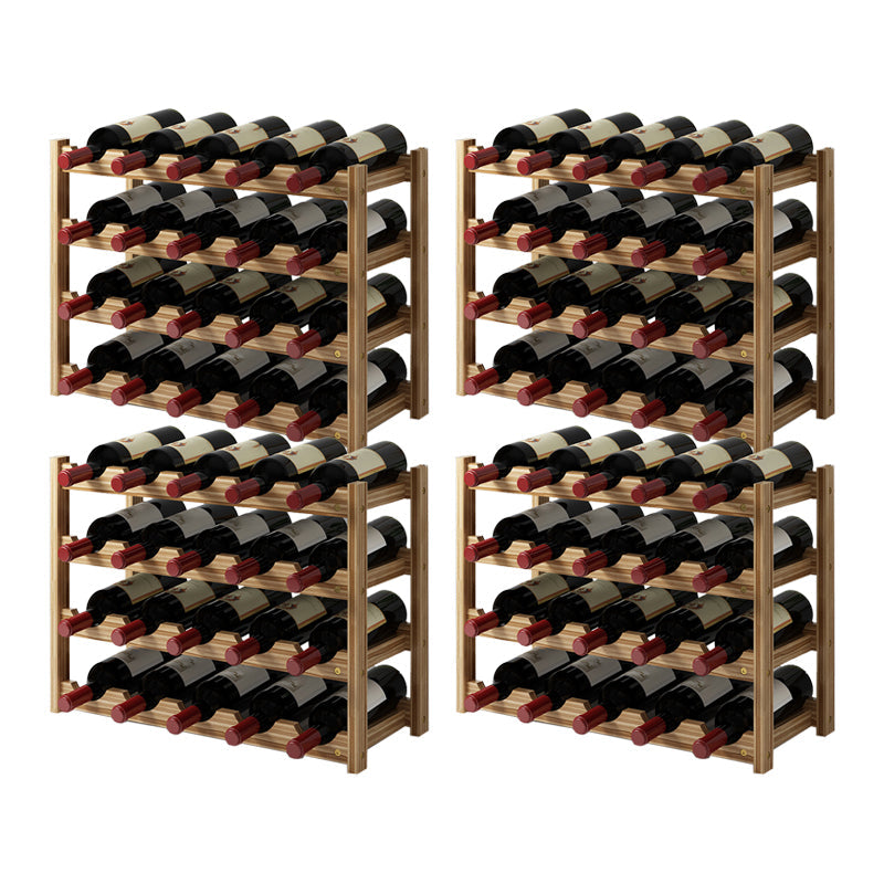 Modern Countertop Wine Bottle Holder Pine Bottle Wine Rack with Shelf 21.5"L x 8.8"W x 15.6"H Light Brown 4 Piece Set Clearhalo 'furn' 'furn_wine_racks' 'Furniture' 'Kitchen & Dining Furniture' 'Wine Racks' 'wine_racks' 6116107