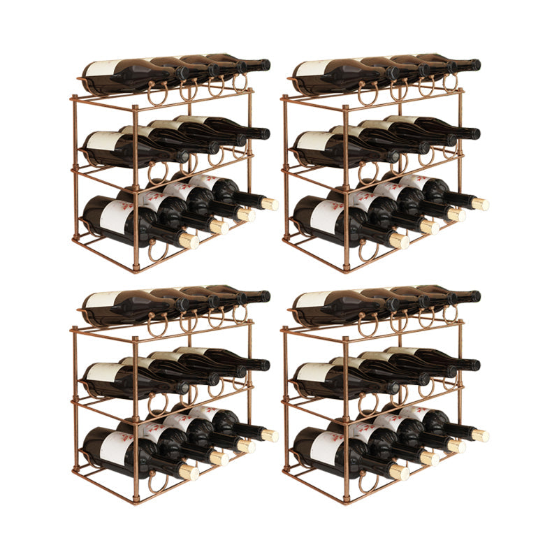 Contemporary Metal Wine Rack Bottle Tabletop Or Countertop Free-Stand Bottle Holder