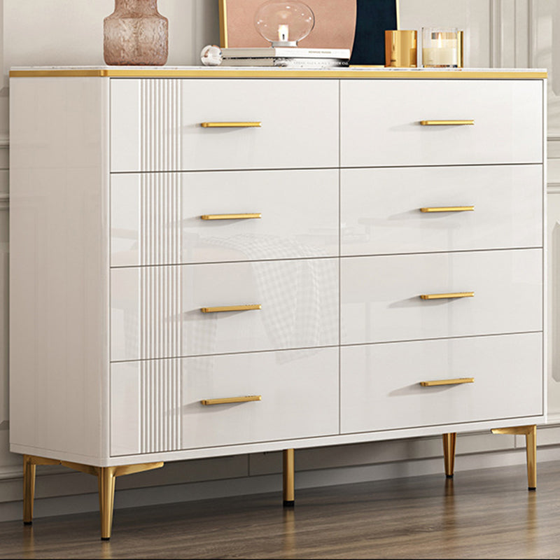Contemporary Glam Stone Storage Chest Home Chest in White with Drawers