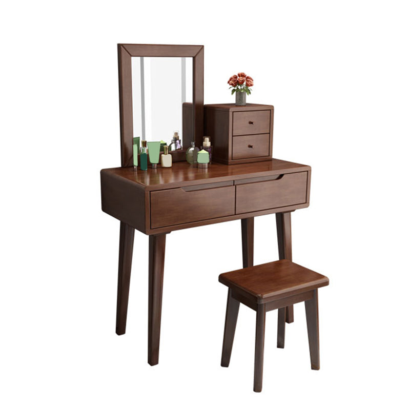 Table de casse-toi en bois massif scandinave avec miroir, 30,7 "de haut