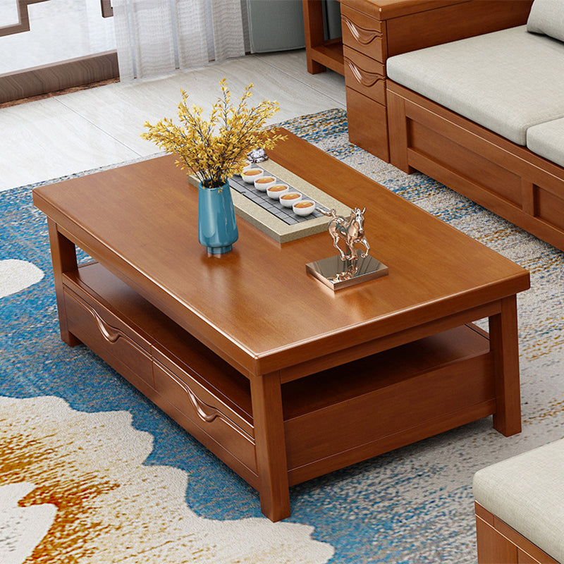 Zeitgenössisch mit Lagerschubladen rechteckig massives Holz Einer Couchtisch