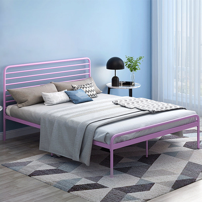 84.65 inch Wide Industial Bed Frame Metal Bed with Headboard Pink Clearhalo 'Bedroom Furniture' 'Beds' 'furn' 'furn_beds' 'Furniture' 6119649