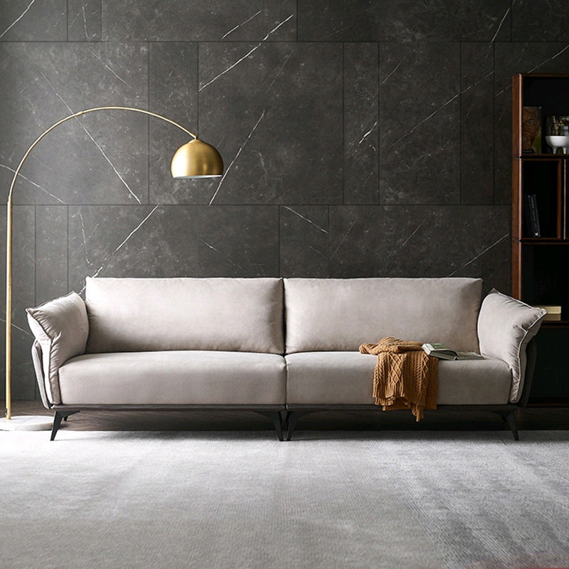 茶色の3/4シータールーズバックソファコンテンポラリータキシードアームソファ