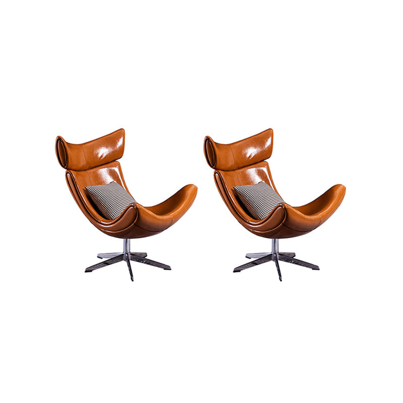 Swivel Armless Chair Faux Leather Chair with 4-Star Leg, 30.70" Wide Brown 2 Piece Set Clearhalo 'Accent Chairs' 'accent_chairs' 'Chairs & Seating' 'furn' 'furn_accent_chairs' 'Furniture' 'Living Room Furniture' 6120259