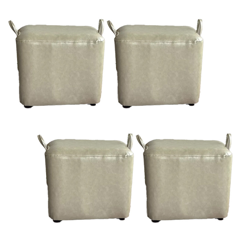 Modern PU Leather Poof Plain Rectangle Water Resistant Ottoman Chair 16"L x 12"W x 14"H Grey 4 Piece Set Clearhalo 'furn' 'furn_ottomans_poufs' 'Furniture' 'Living Room Furniture' 'Ottomans & Poufs' 'ottomans_poufs' 6120328