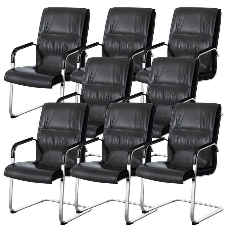 Modern & Contemporary Mid-Back Chair Conference Office Chair Gloss Black 8 Piece Set Clearhalo 'furn' 'furn_office_chair' 'Furniture' 'Office Chairs' 'Office Furniture' 'office_chair' 6121114