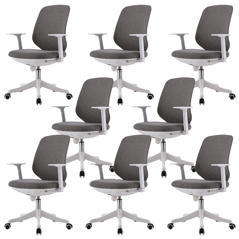 Contemporary Mid-Back Office Chair Gray Conference Fabric Swivel Chair With Arms 8 Piece Set Clearhalo 'furn' 'furn_office_chair' 'Furniture' 'Office Chairs' 'Office Furniture' 'office_chair' 6121233