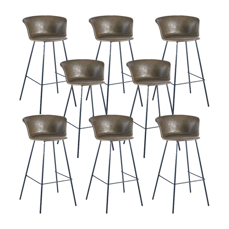 Indoor Leather Bar & Counter Stool Industrial Footrest Low Back Bucket Counter Chair Dark Coffee 8 Piece Set Clearhalo 'Bar Furniture' 'Bar Stools' 'bar_stools' 'furn' 'furn_bar_stools' 'Furniture' 'Kitchen & Dining Furniture' 6122426