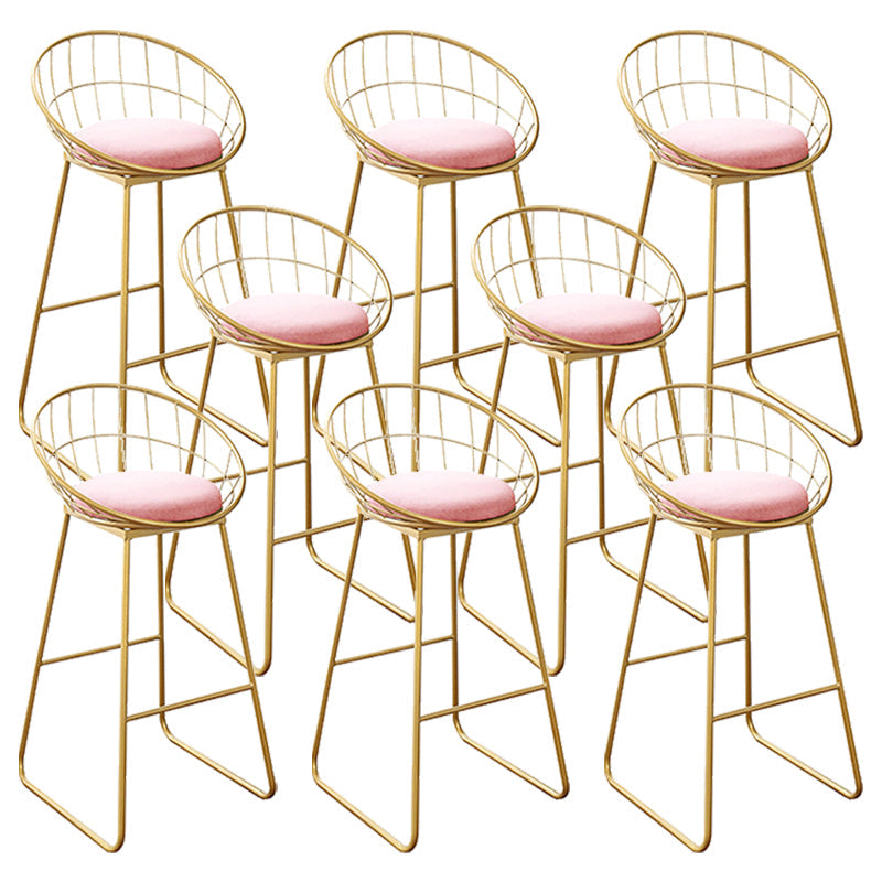 Nordic Backrest Armless Counter Stool Iron Kitchen Bar Stool with Gold Base