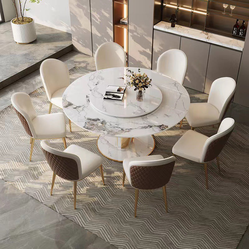 Glam Style Round Table Set 1/4/5/7/9 Pieces Dining Set for Kitchen