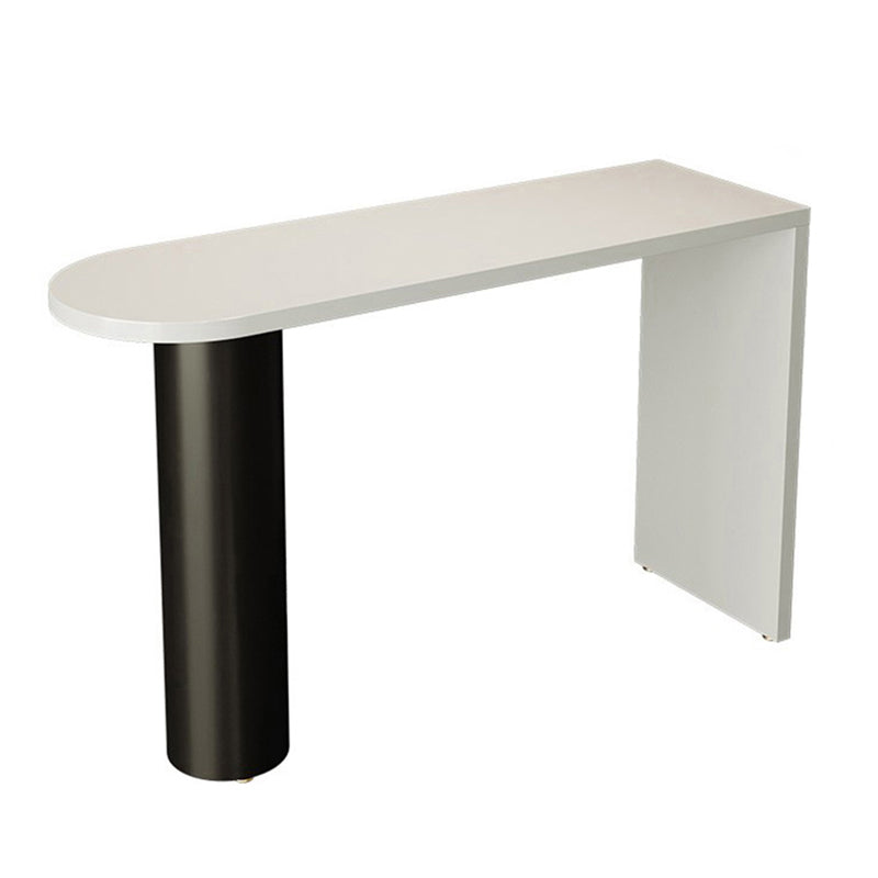 Contemporary White Wood Bar Table Double Pedestal Bar Dining Table