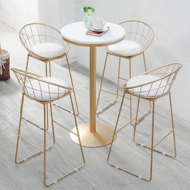 Metal and Wood Set 1/2/3 Pieces Contemporary Round Bar Stool and Table Set 5 Pieces: Table, 4 Stools Clearhalo 'Bar Furniture' 'furn' 'furn_home_bar_bar_sets' 'Furniture' 'Home Bars & Bar Sets' 'home_bar_bar_sets' 'Kitchen & Dining Furniture' 6127559