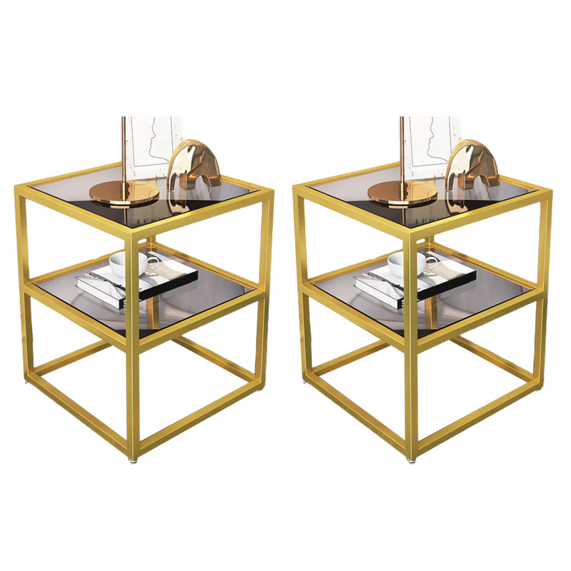 Cama de almacenamiento abierta industrial Casa nocturna de vidrio y mesa nocturna con estantes