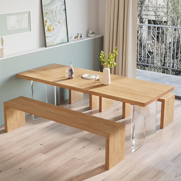 Pine Wood Top Dining Table Modern Solid Wood Table with Sled Base