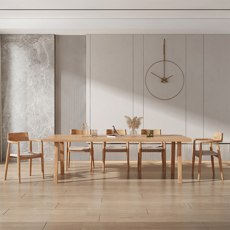 Mesa de comedor de madera de pino Tope rectángulo de madera sólida con 4 patas