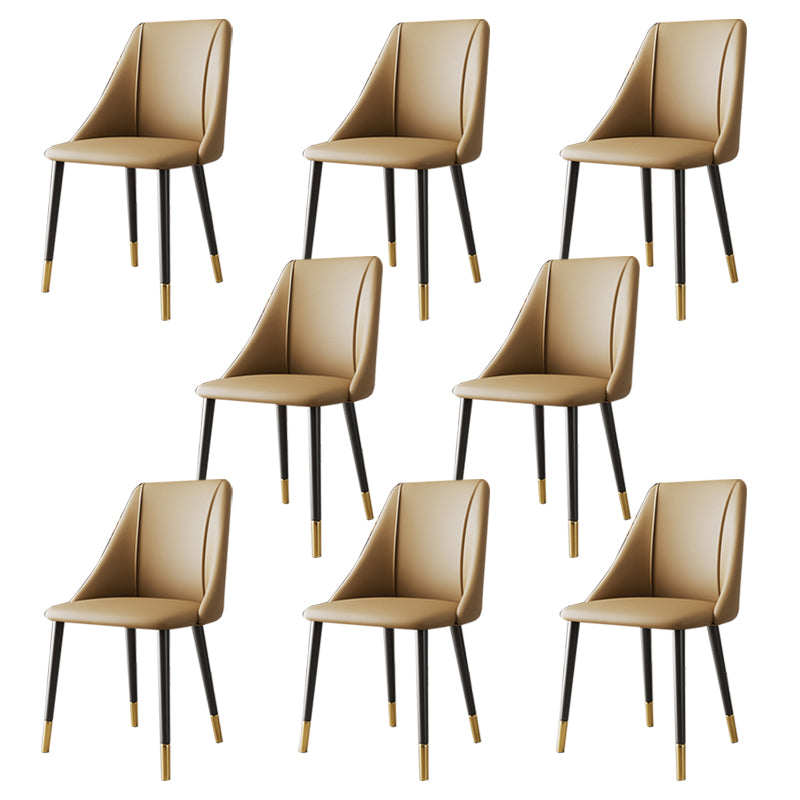 Léchardie de chaise de bras sans bras rembourrée avec base en métal pour salle à manger