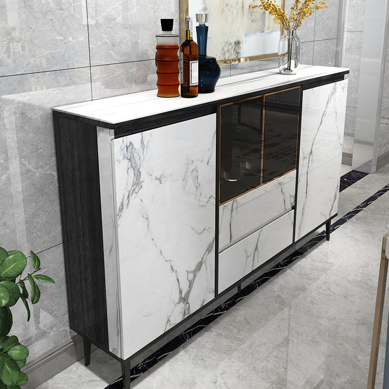 Glam Cabinets Dining Buffet 2-Drawer Glass Doors Buffet Sideboard 70.9"L x 11.8"W x 41.7"H White Clearhalo 'buffet_sideboard' 'Buffets & Sideboards' 'furn' 'furn_buffet_sideboard' 'Furniture' 'Kitchen & Dining Furniture' 6130236