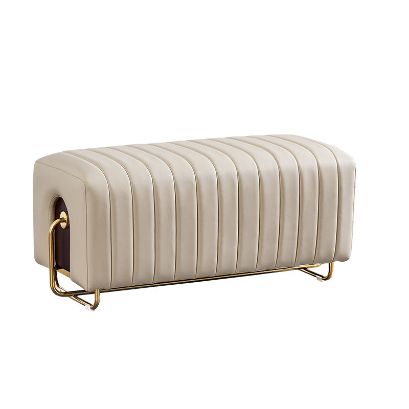 Rectangular Bench, 18"H Bedroom Seating Bench with Metal Crossing Legs Beige Clearhalo 'Benches' 'Chairs & Seating' 'furn' 'furn_benches' 'Furniture' 'Living Room Furniture' 6131248