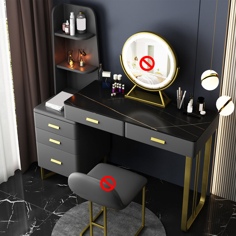 Descrito de maquillaje de tocador de pizarra de 5 cavernas con estantes de almacenamiento - 51.2 "H