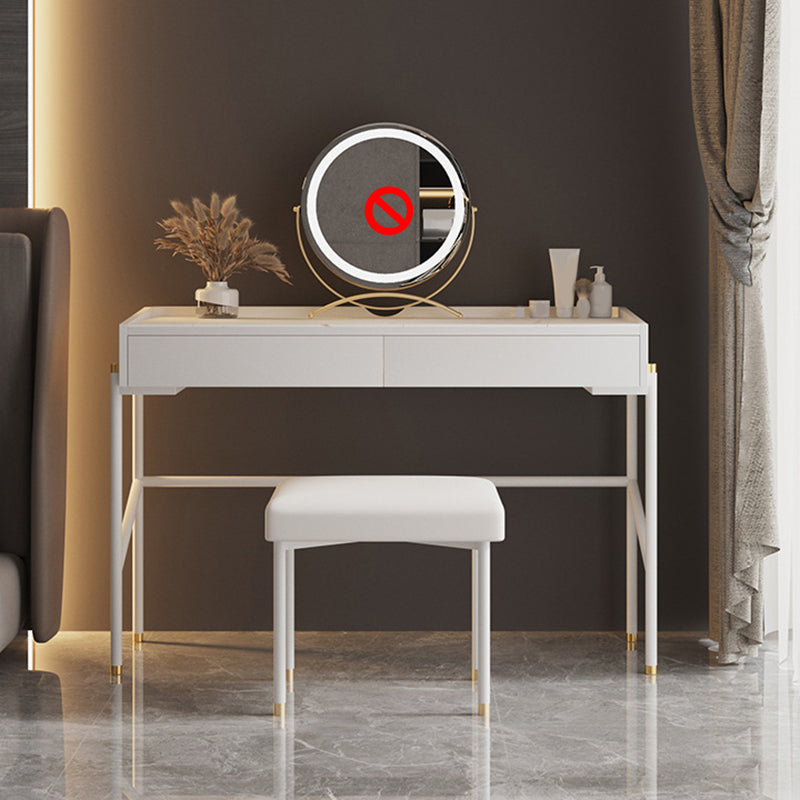 2 Drawers Makeup Table Desk Contemporary White Solid Wood Vanity Makeup Vanity & Stools Clearhalo 'Bedroom Furniture' 'furn' 'furn_makeup_vanities' 'Furniture' 'Makeup Vanities' 'makeup_vanities' 6131697