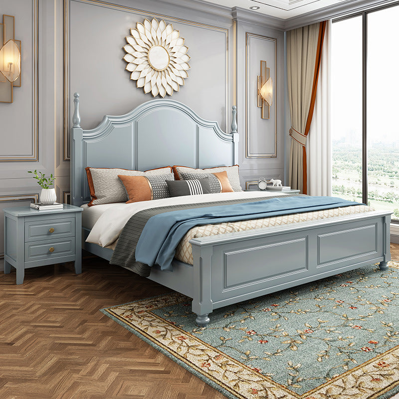 Victorian Style Solid Wood Bed 55.1" H Camelback Headboard Bed Frame with Mattress