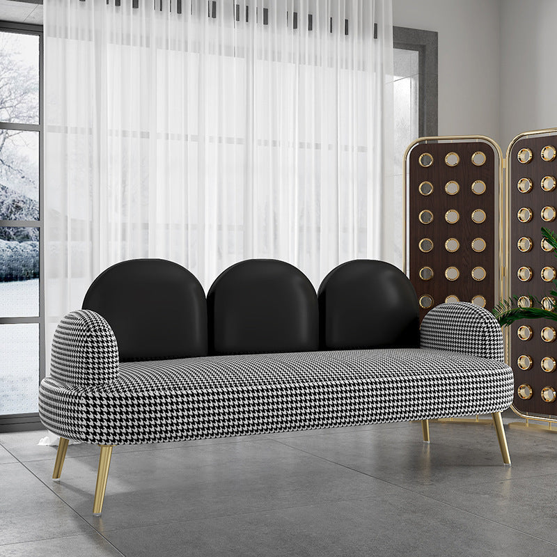 Contemporary Round Arm Sofa Tight BackCamel Back Standard Sofa