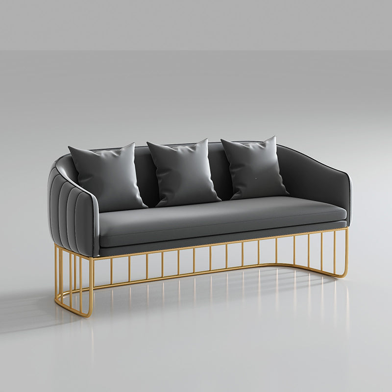 青/灰色のベルベットソファモダニズムタキシードアームソファ枕